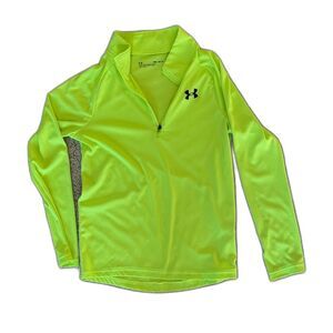 Under Armour Boys 10/12 Neon Green Quarter Zip Pullover YMD Athletic Tech Sporty